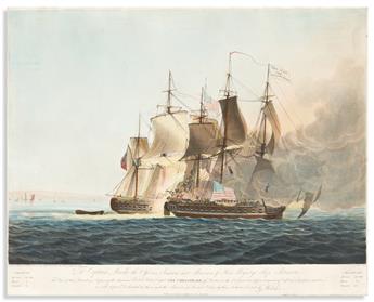 (WAR OF 1812.) John Jeakes, engraver; after Webster and Lee. Pair of views of the battle between the Chesapeake and Shannon.